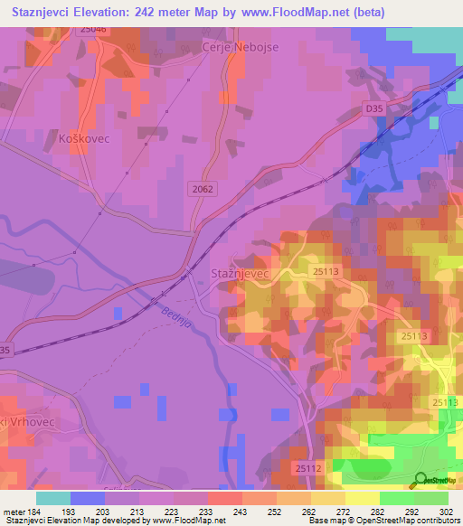 Staznjevci,Croatia Elevation Map