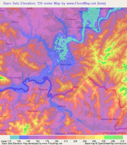 Staro Selo,Croatia Elevation Map