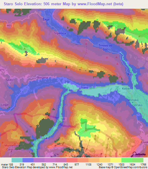 Staro Selo,Slovenia Elevation Map