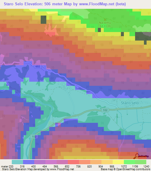 Staro Selo,Slovenia Elevation Map