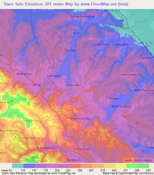 Staro Selo,Croatia Elevation Map