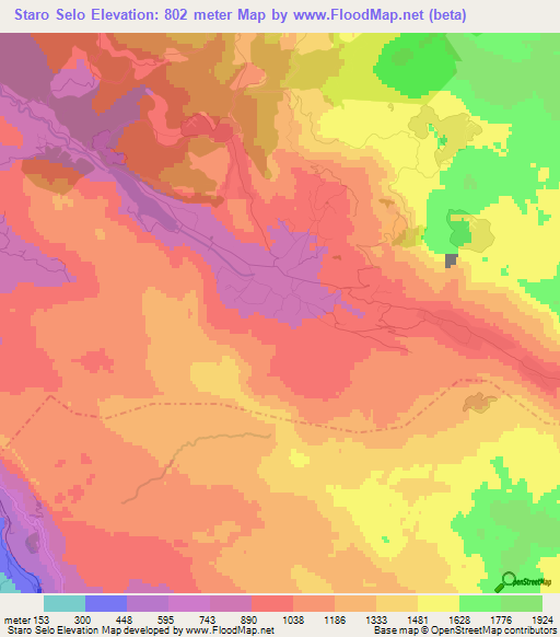 Staro Selo,Montenegro Elevation Map