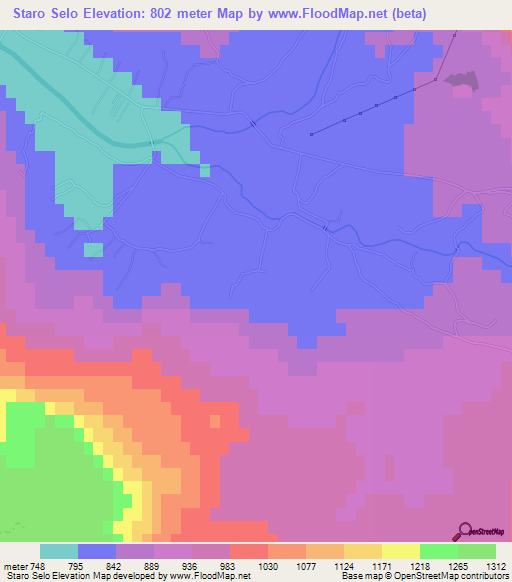 Staro Selo,Montenegro Elevation Map