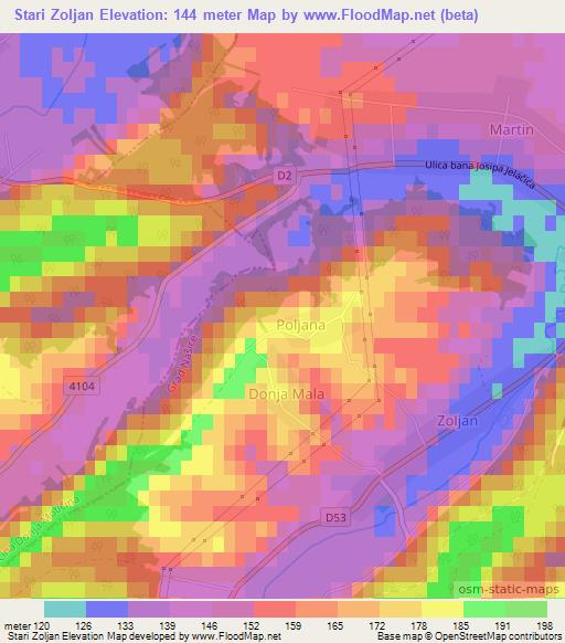 Stari Zoljan,Croatia Elevation Map