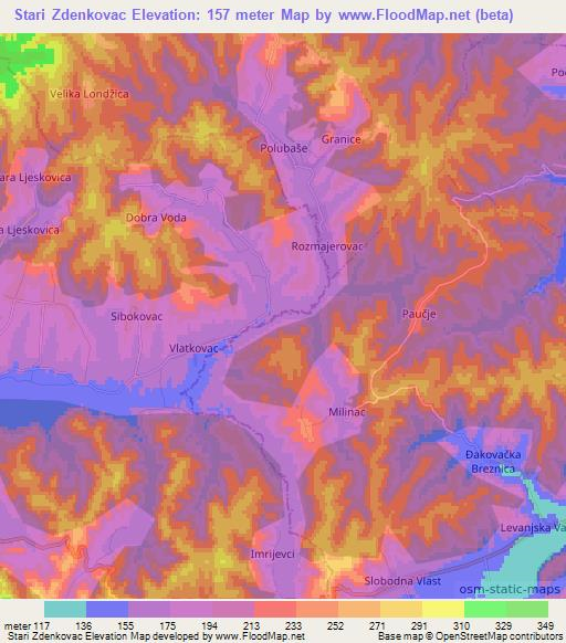 Stari Zdenkovac,Croatia Elevation Map