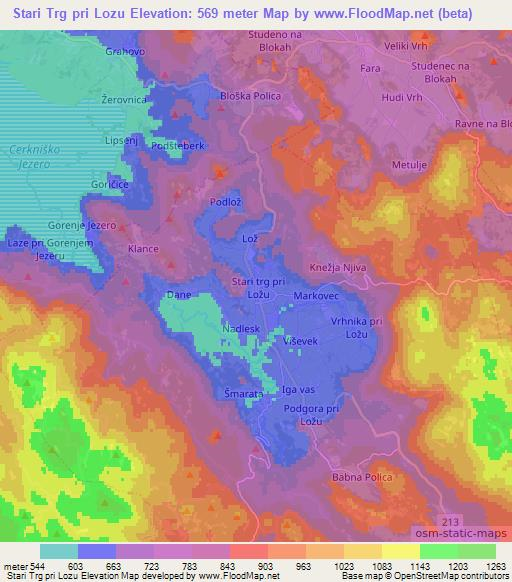 Stari Trg pri Lozu,Slovenia Elevation Map