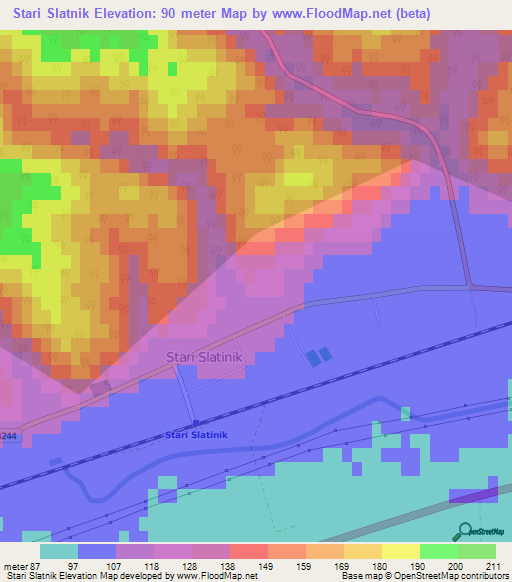 Stari Slatnik,Croatia Elevation Map