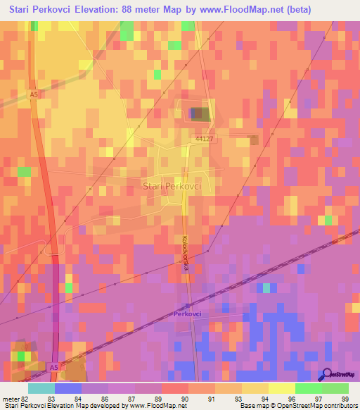 Stari Perkovci,Croatia Elevation Map