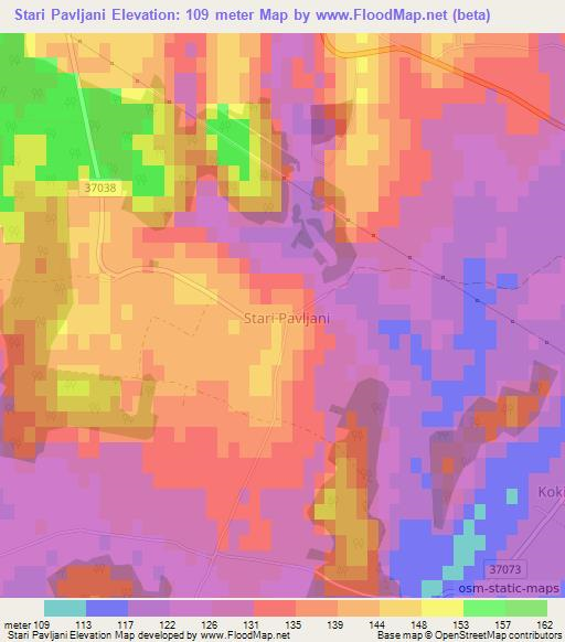 Stari Pavljani,Croatia Elevation Map