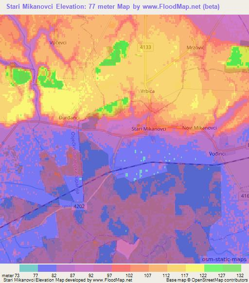 Stari Mikanovci,Croatia Elevation Map