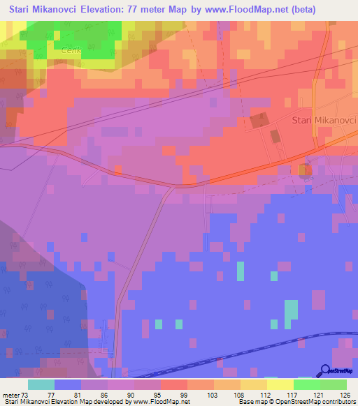 Stari Mikanovci,Croatia Elevation Map