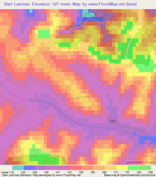 Stari Laminac,Croatia Elevation Map