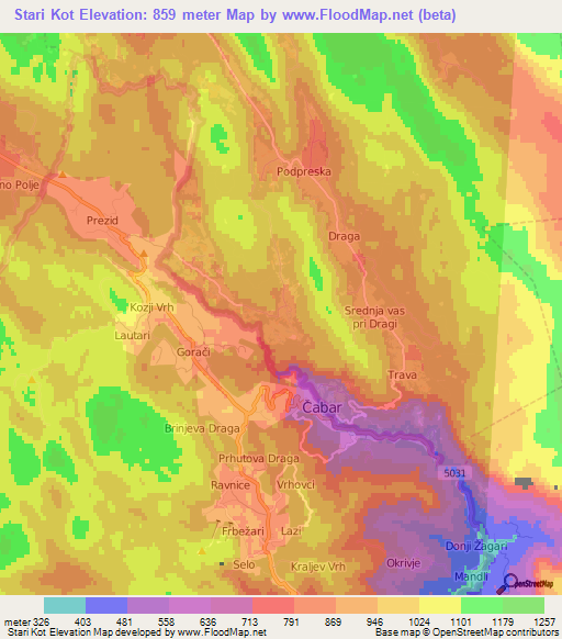 Stari Kot,Slovenia Elevation Map