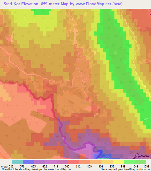 Stari Kot,Slovenia Elevation Map