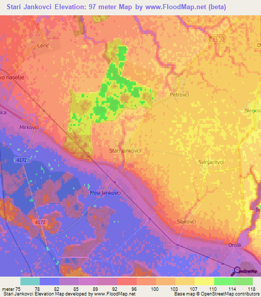 Stari Jankovci,Croatia Elevation Map