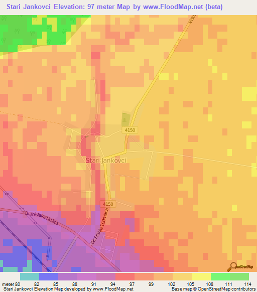 Stari Jankovci,Croatia Elevation Map