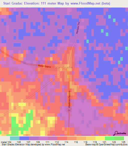 Stari Gradac,Croatia Elevation Map