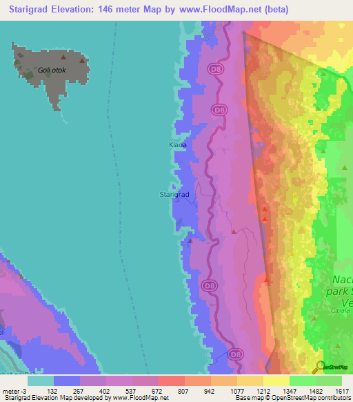 Starigrad,Croatia Elevation Map