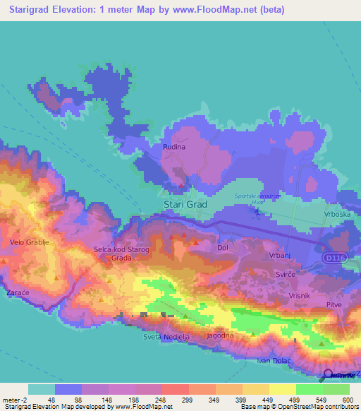 Starigrad,Croatia Elevation Map