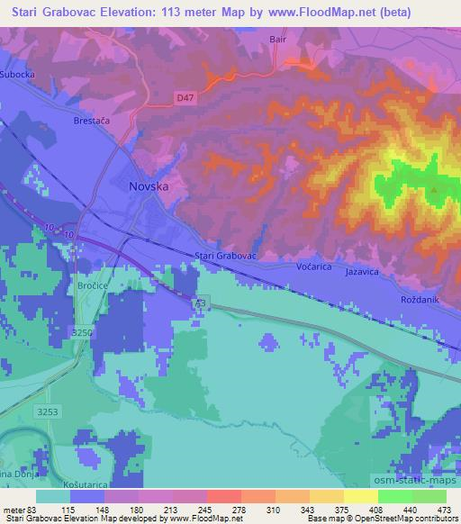 Stari Grabovac,Croatia Elevation Map