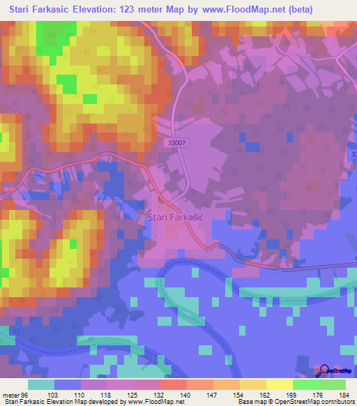 Stari Farkasic,Croatia Elevation Map