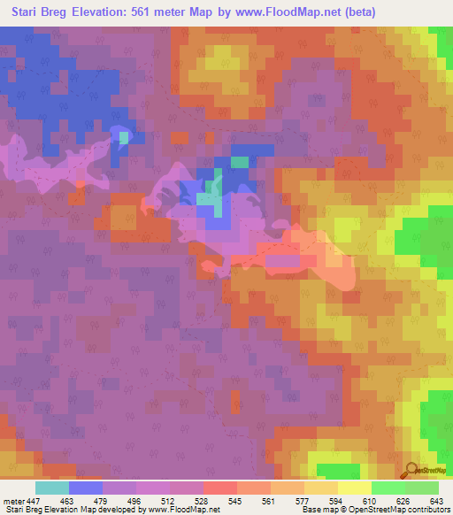 Stari Breg,Slovenia Elevation Map