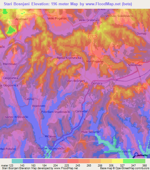 Stari Bosnjani,Croatia Elevation Map