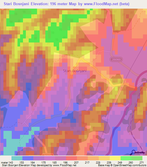 Stari Bosnjani,Croatia Elevation Map