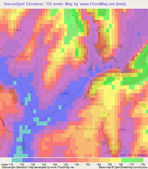 Starcevljani,Croatia Elevation Map