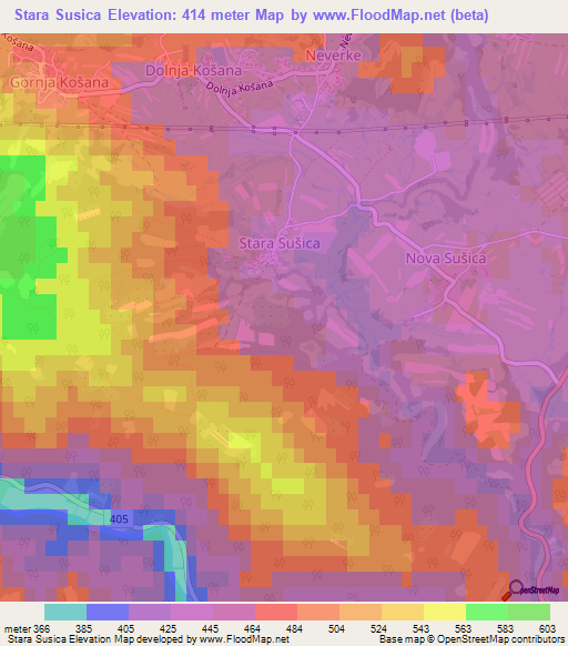 Stara Susica,Slovenia Elevation Map