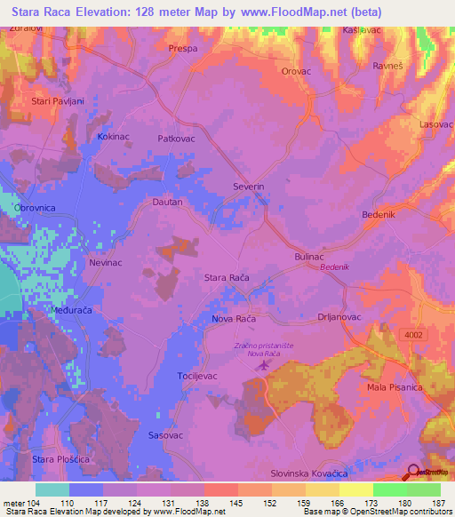 Stara Raca,Croatia Elevation Map