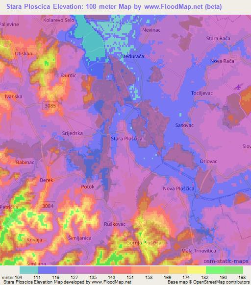 Stara Ploscica,Croatia Elevation Map