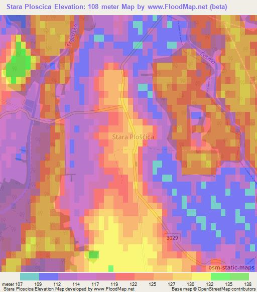 Stara Ploscica,Croatia Elevation Map