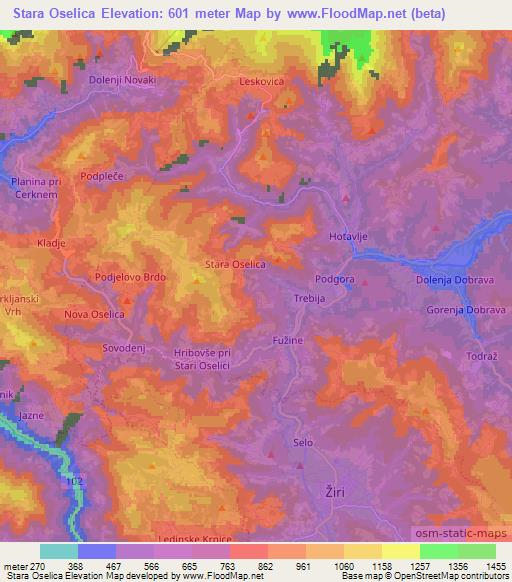 Stara Oselica,Slovenia Elevation Map