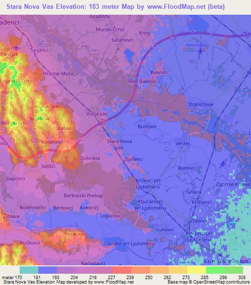 Stara Nova Vas,Slovenia Elevation Map