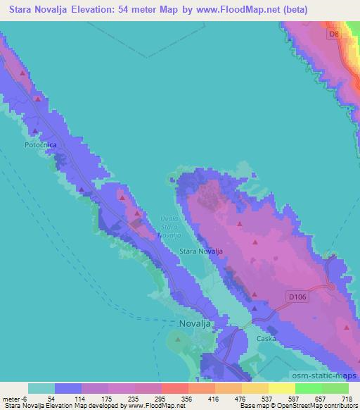 Stara Novalja,Croatia Elevation Map