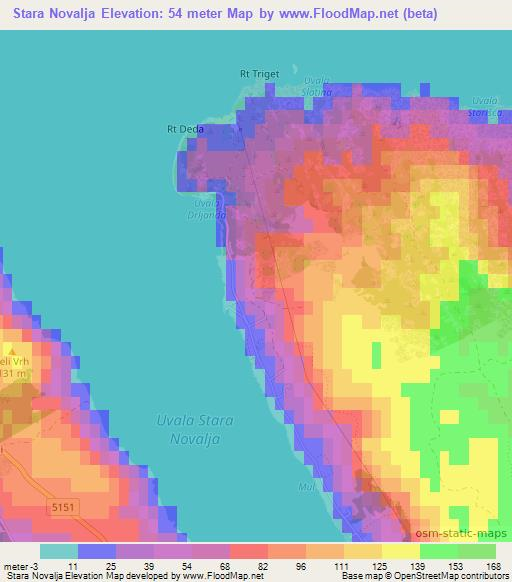 Stara Novalja,Croatia Elevation Map