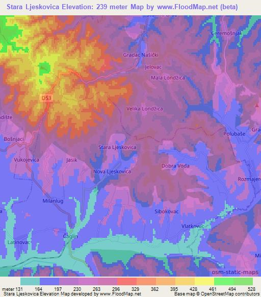 Stara Ljeskovica,Croatia Elevation Map