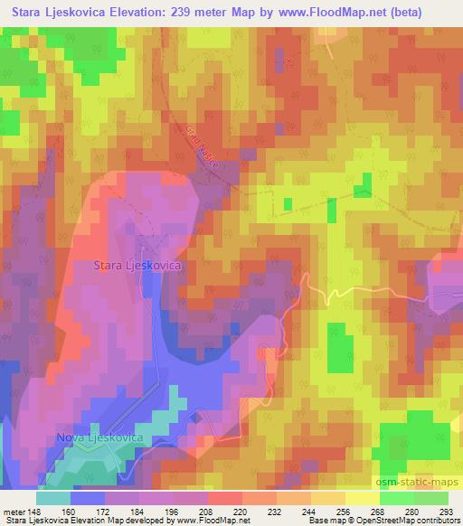 Stara Ljeskovica,Croatia Elevation Map