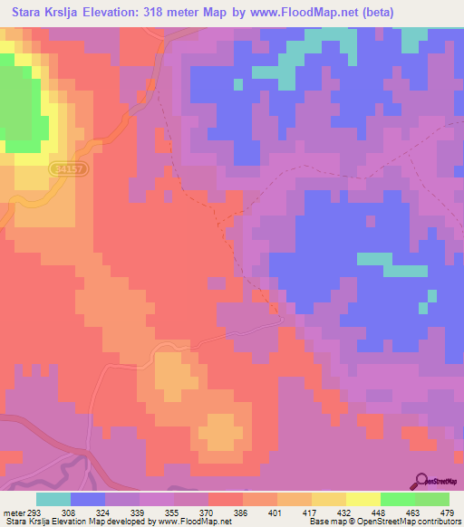 Stara Krslja,Croatia Elevation Map