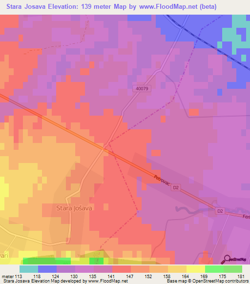 Stara Josava,Croatia Elevation Map