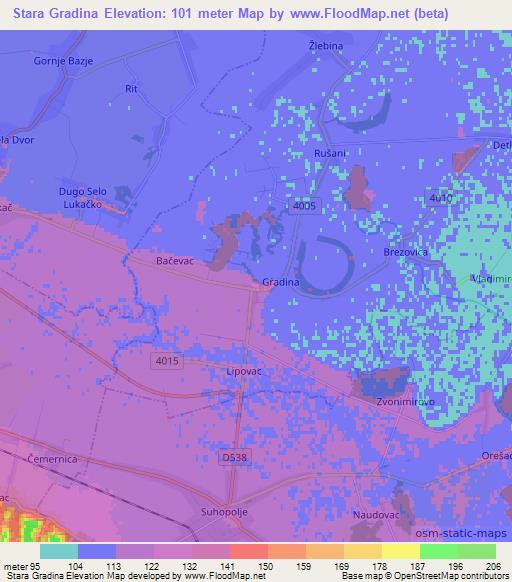 Stara Gradina,Croatia Elevation Map