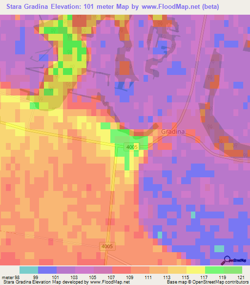 Stara Gradina,Croatia Elevation Map