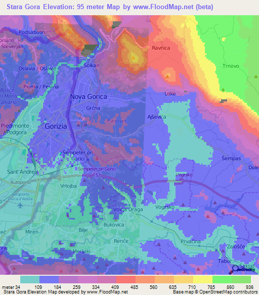 Stara Gora,Slovenia Elevation Map