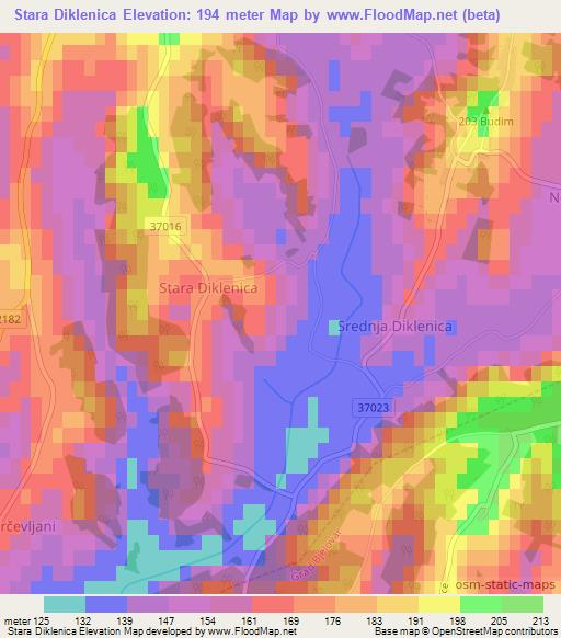 Stara Diklenica,Croatia Elevation Map