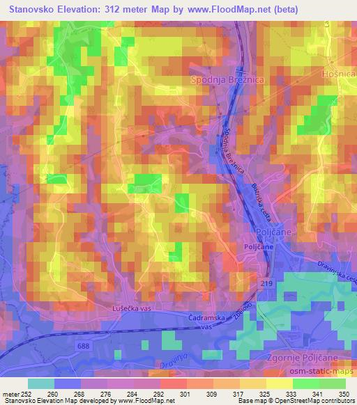 Stanovsko,Slovenia Elevation Map