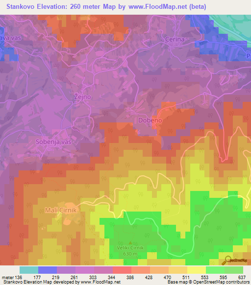 Stankovo,Slovenia Elevation Map