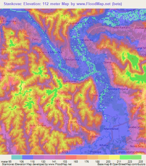 Stankovac,Croatia Elevation Map