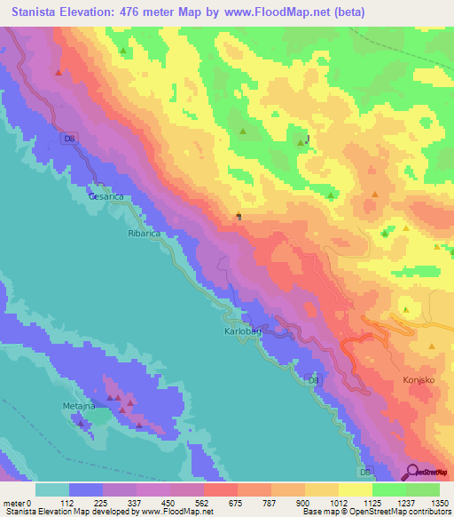 Stanista,Croatia Elevation Map