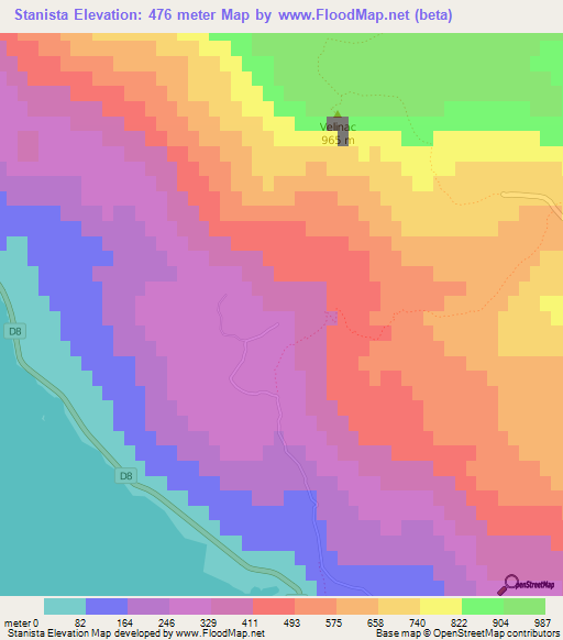 Stanista,Croatia Elevation Map